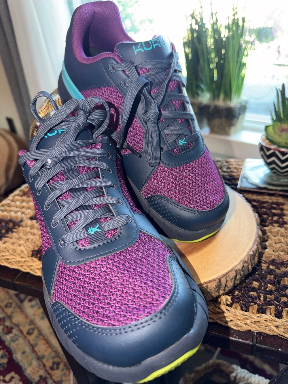 KURU Women’s Athletic Sneakers in Purple and Navy with Teal Accent